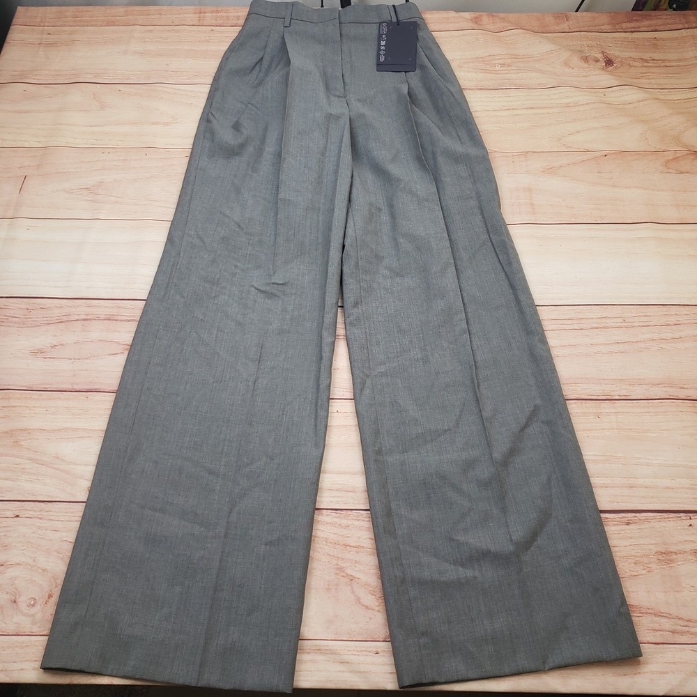 Prada Wide Leg Pleated Trousers in Gray